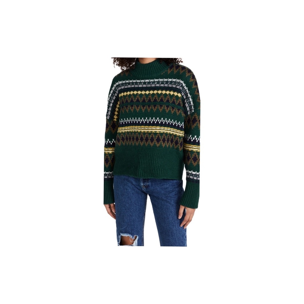 NWT - Rag & Bone - Willow Wool Fair Isle Sweater - Color: Green Multi -Size: XXS